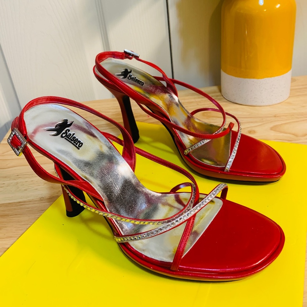 Salsero Red with Rhinestone Heels - Picture 3 of 8